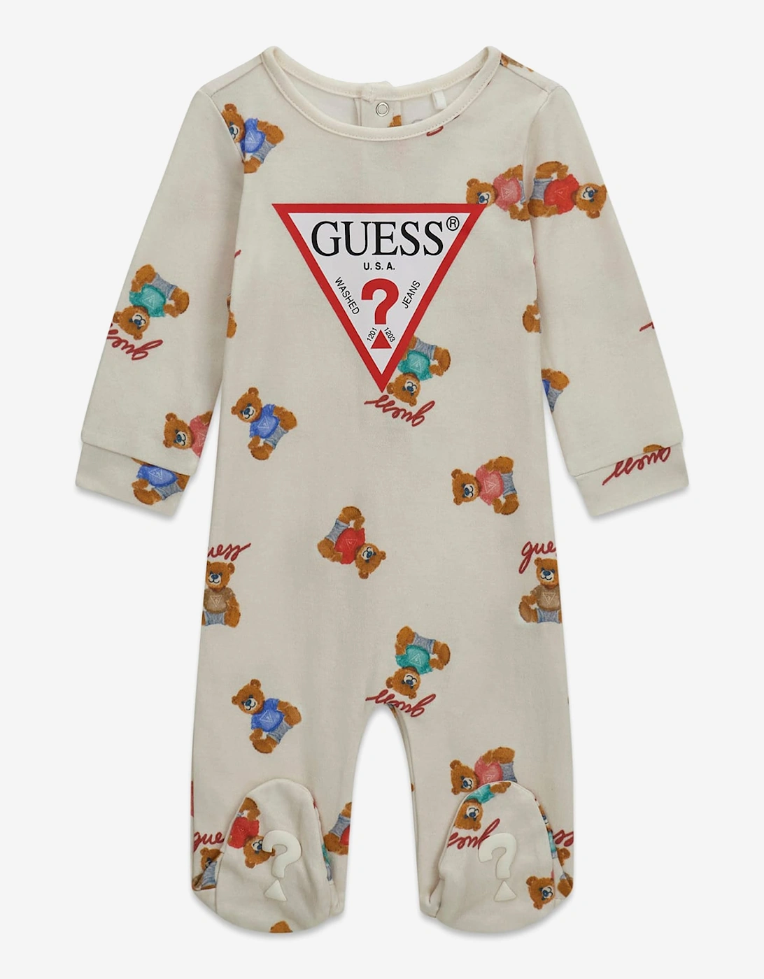 Guess Baby Teddy Bear Logo Babygrow in Ivory