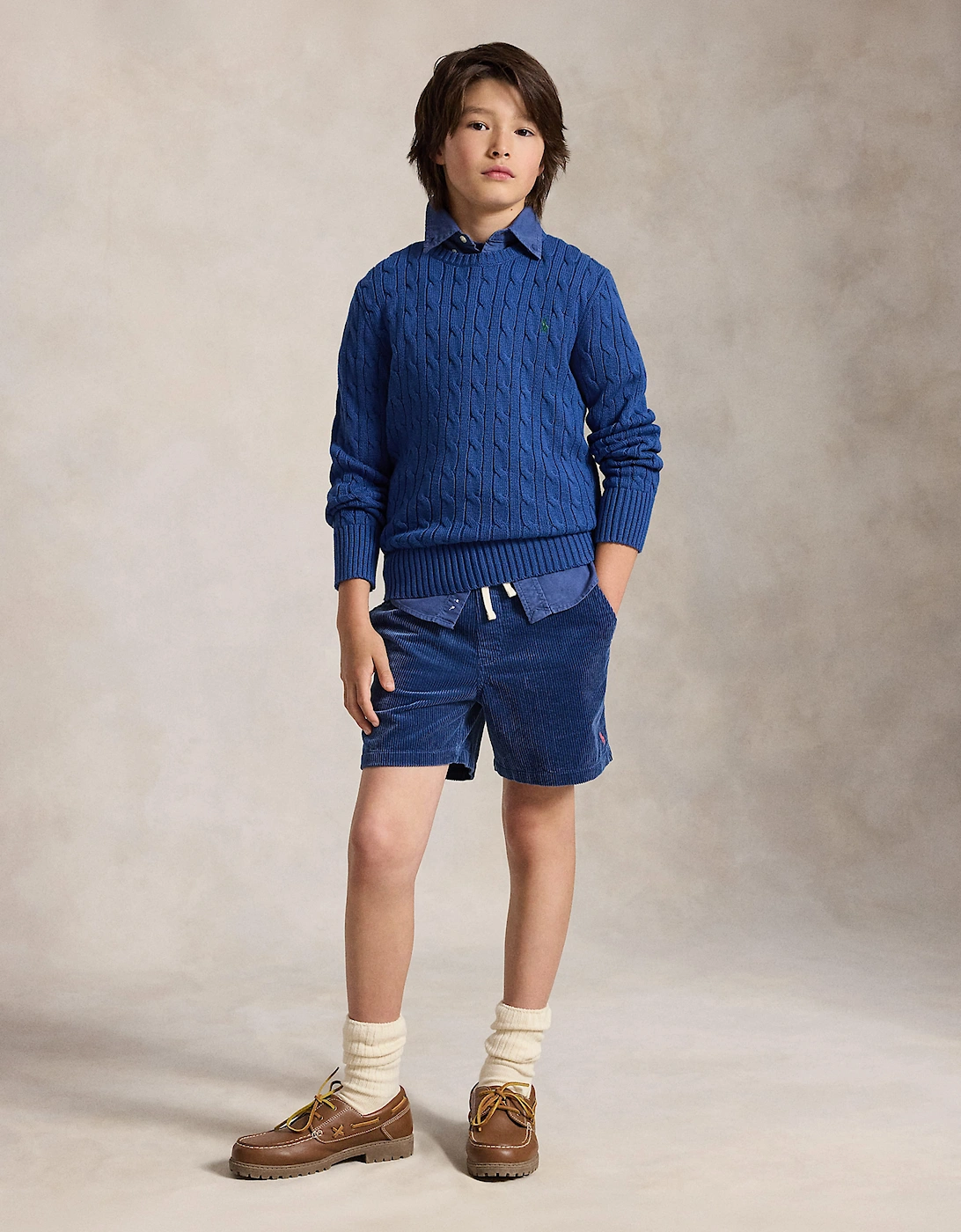 Ralph Lauren Boys Cable Knit Jumper in Blue