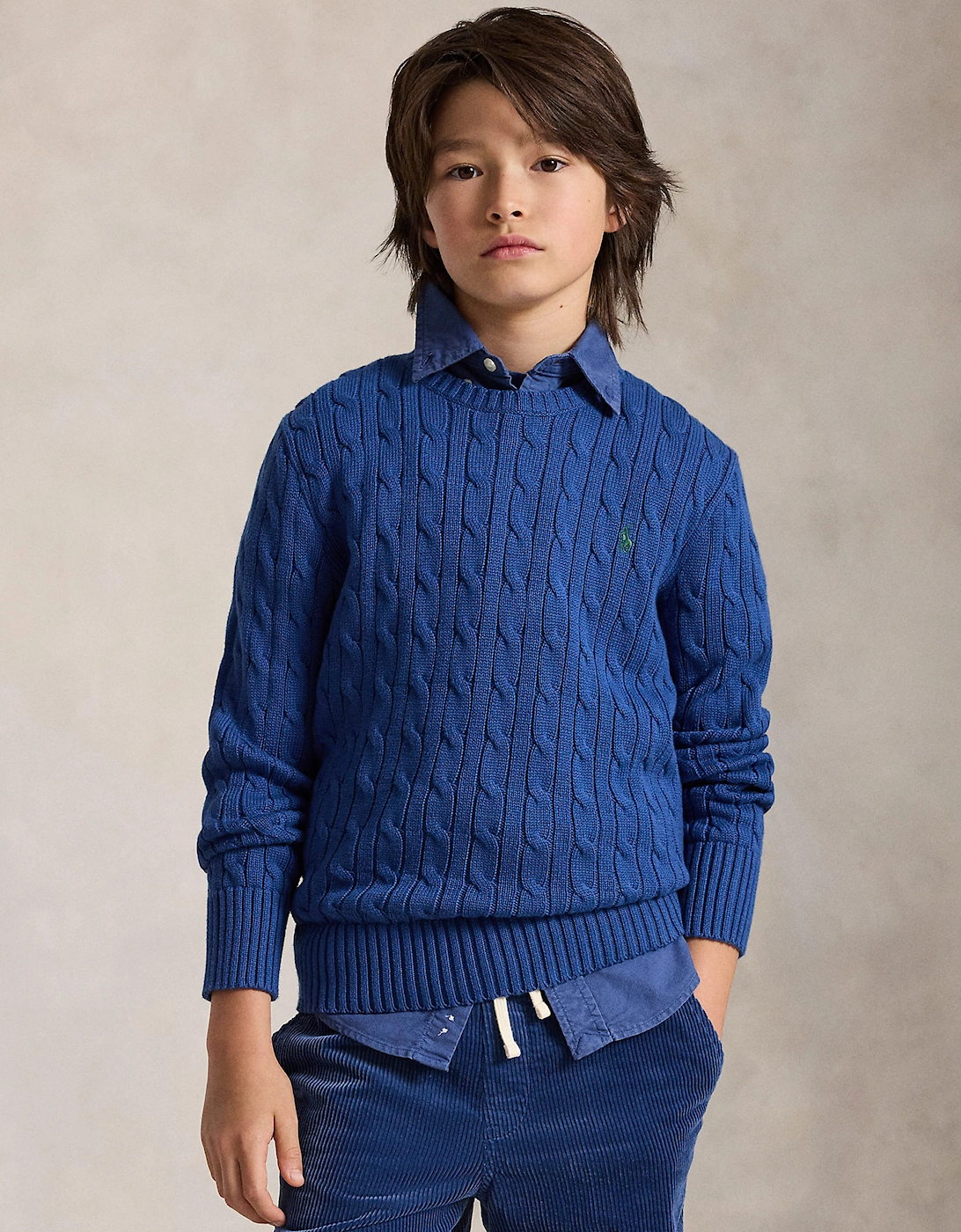 Ralph Lauren Boys Cable Knit Jumper in Blue