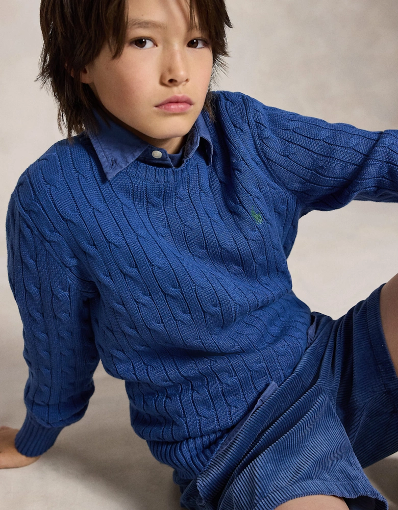 Ralph Lauren Boys Cable Knit Jumper in Blue