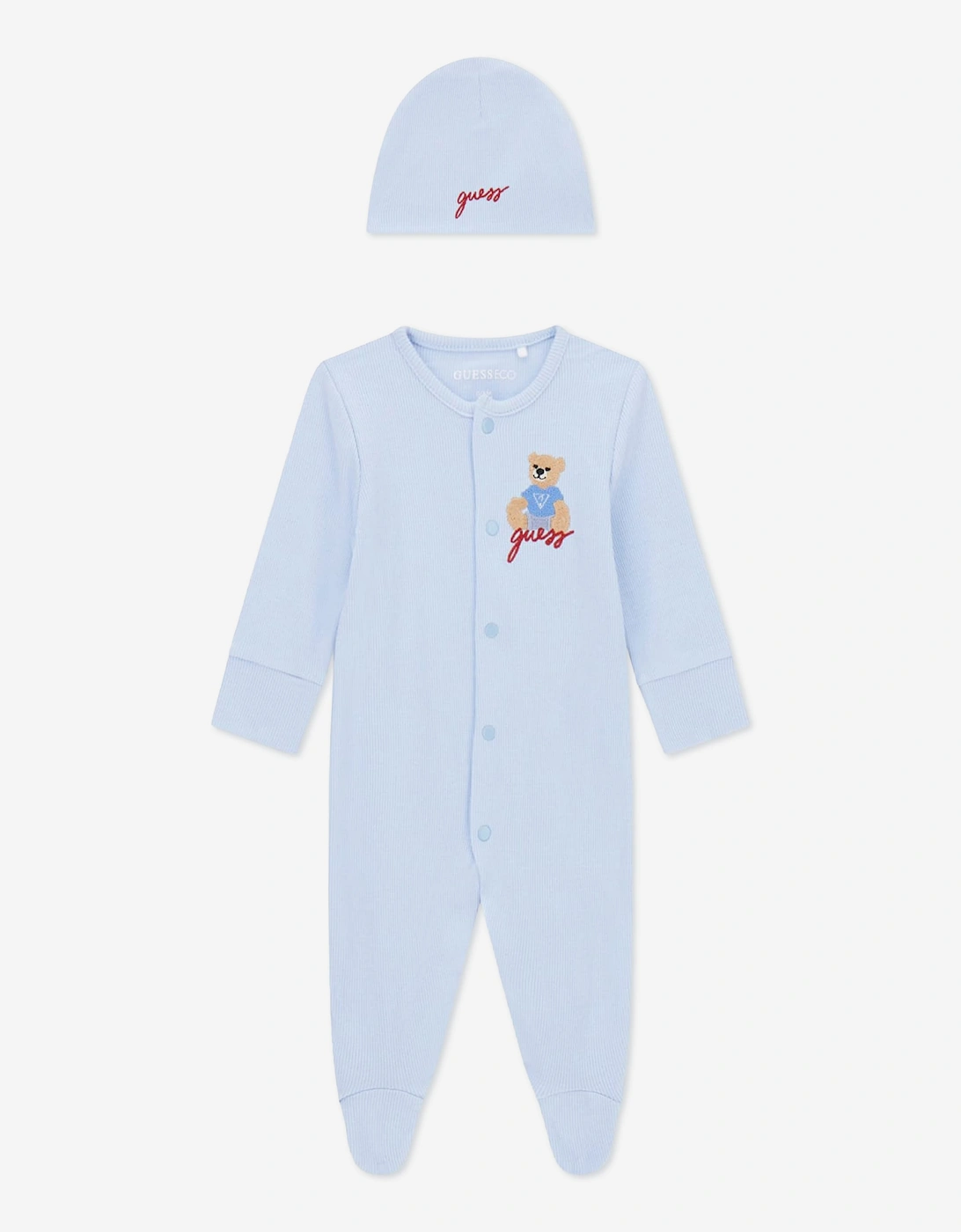 Guess Baby Boys Teddy Bear Babygrow Gift Set in Blue