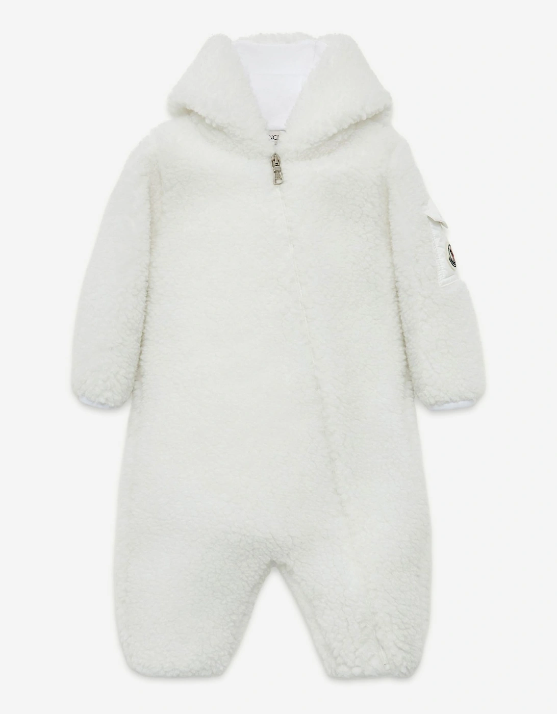 Moncler Enfant Baby Teddy Fleece Romper with Ears in White