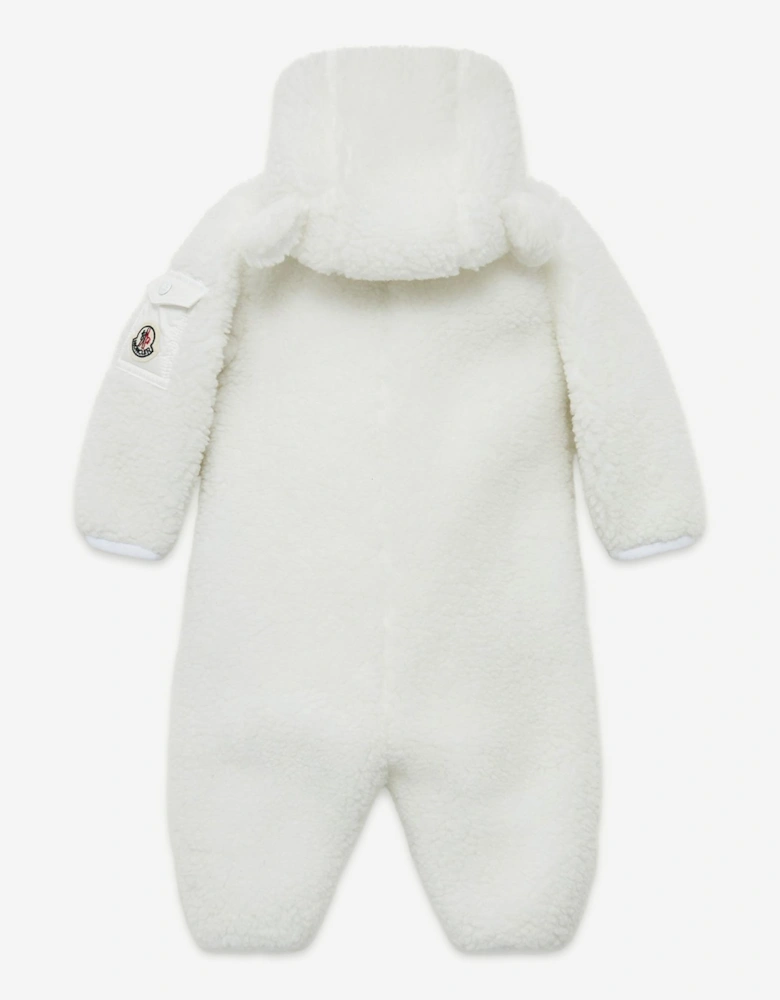 Moncler Enfant Baby Teddy Fleece Romper with Ears in White
