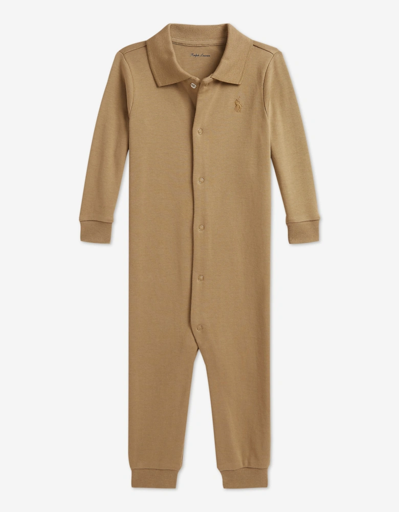 Ralph Lauren Baby Boys Polo Romper in Beige