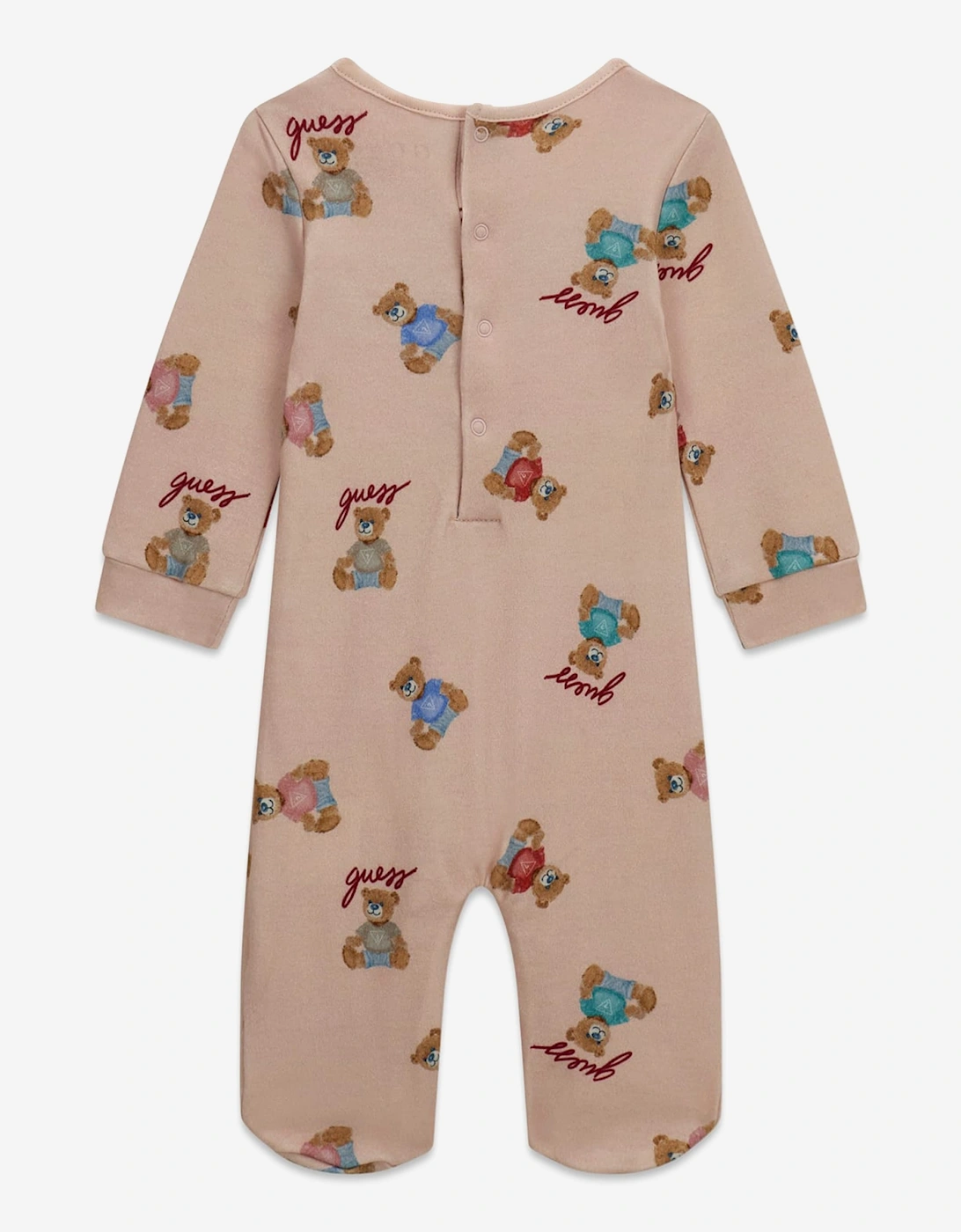 Guess Baby Girls Teddy Bear Logo Babygrow in Pink