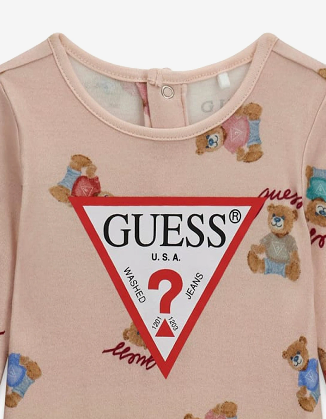 Guess Baby Girls Teddy Bear Logo Babygrow in Pink