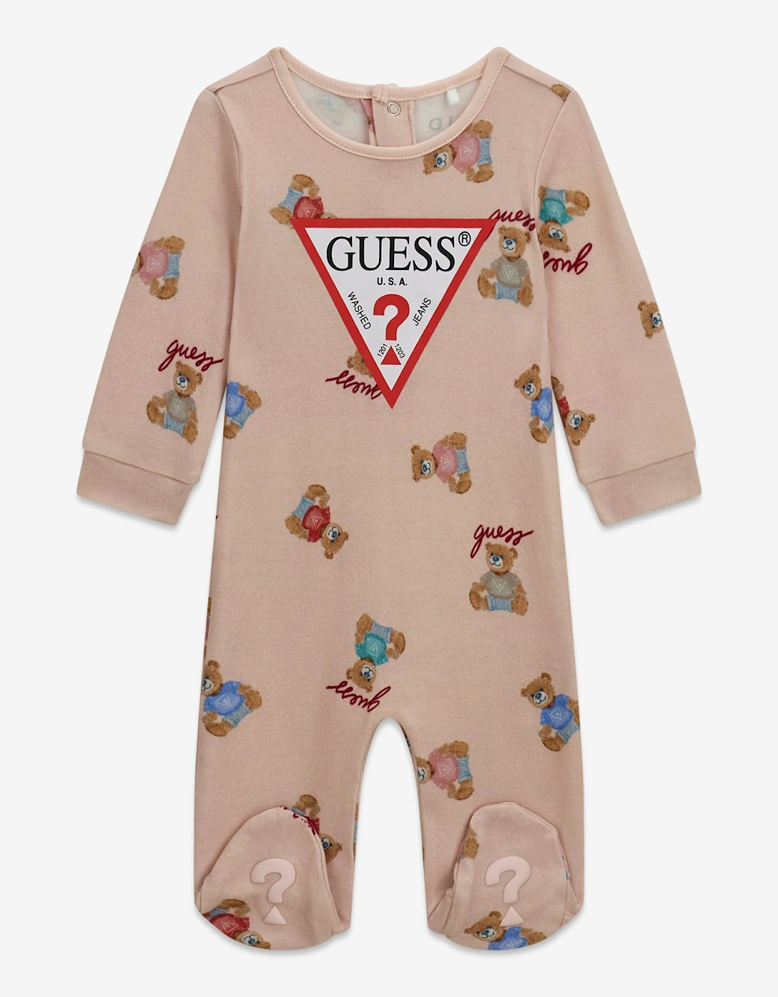 Guess Baby Girls Teddy Bear Logo Babygrow in Pink