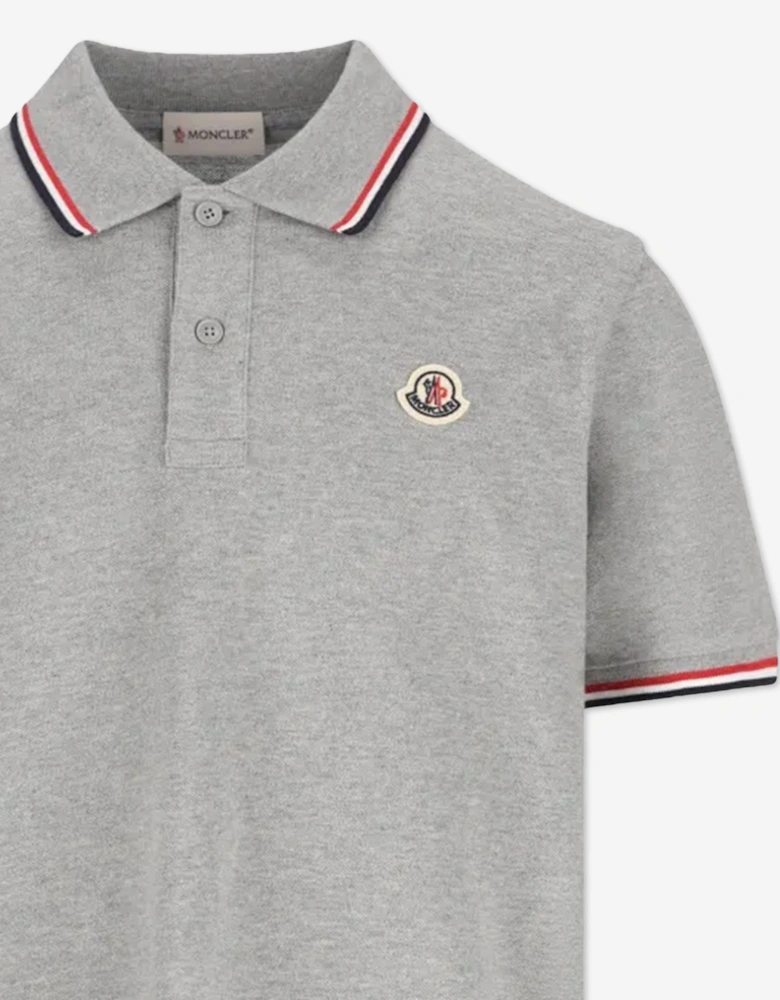 Moncler Enfant Boys Logo Polo Shirt in Grey