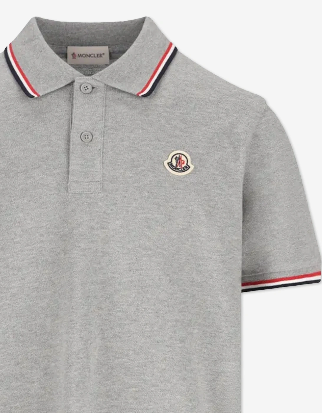 Moncler Enfant Boys Logo Polo Shirt in Grey