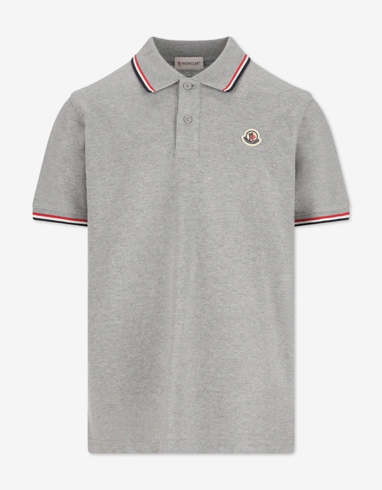 Moncler Enfant Boys Logo Polo Shirt in Grey