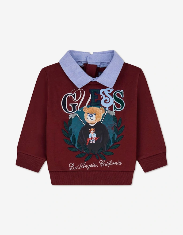 Guess Baby Boys Sweatshirt and Denim Pants Set in Red