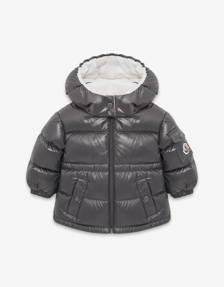 Baby Girls Down Padded Maire Jacket in Grey by Moncler Enfant