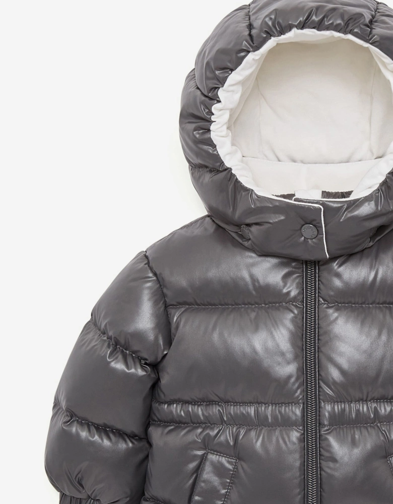 Baby Girls Down Padded Maire Jacket in Grey by Moncler Enfant
