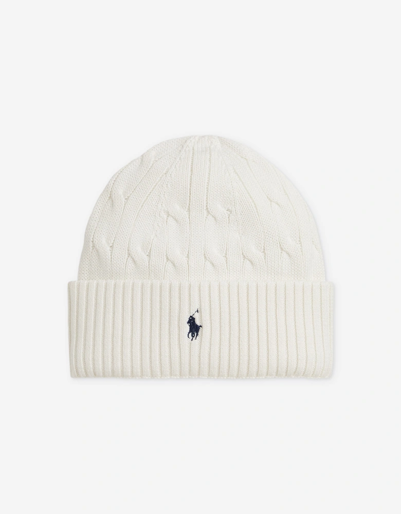 Ralph Lauren Boys Cotton Knit Beanie Hat in Ivory