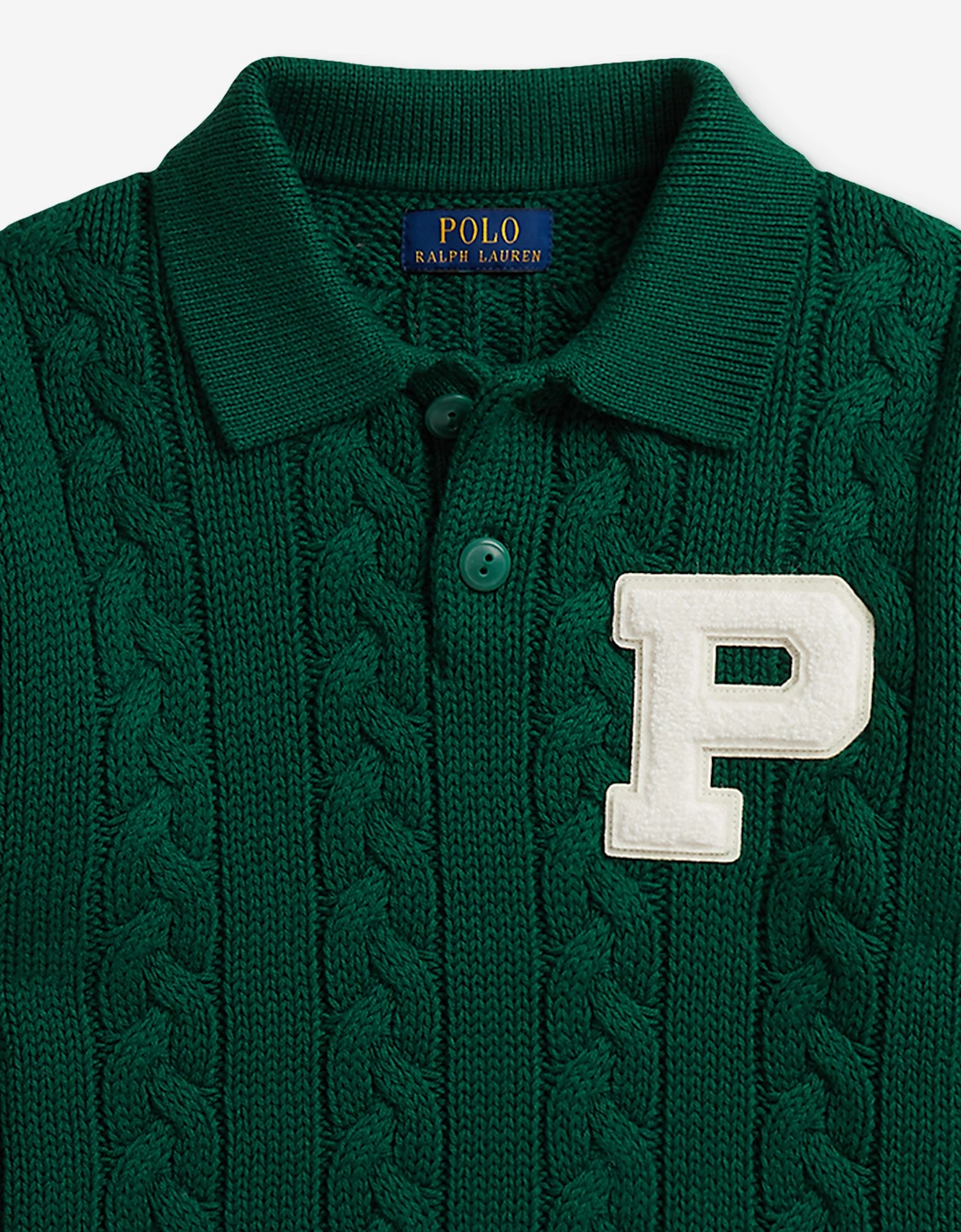 Ralph Lauren Boys Cotton and Wool Logo Pullover in Green