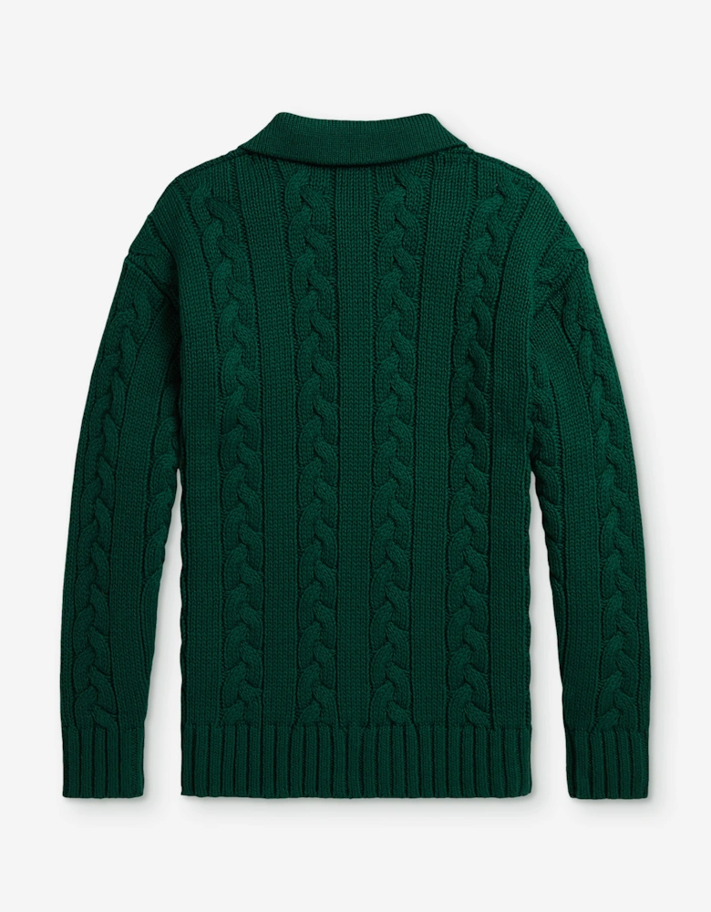 Ralph Lauren Boys Cotton and Wool Logo Pullover in Green