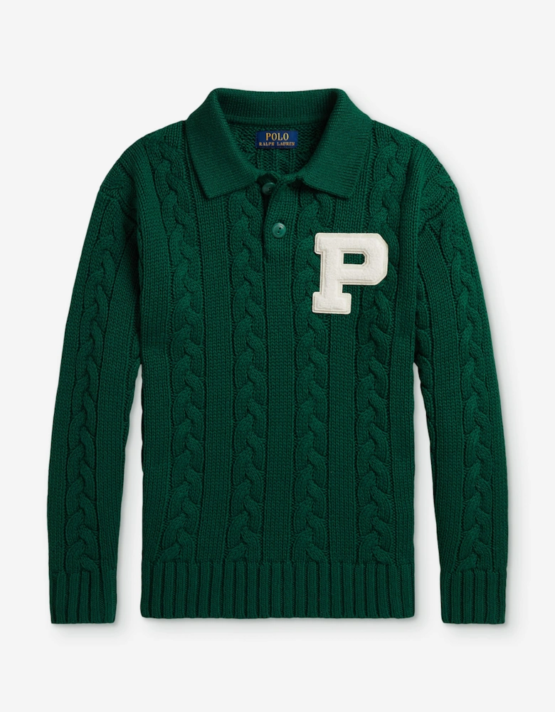 Ralph Lauren Boys Cotton and Wool Logo Pullover in Green
