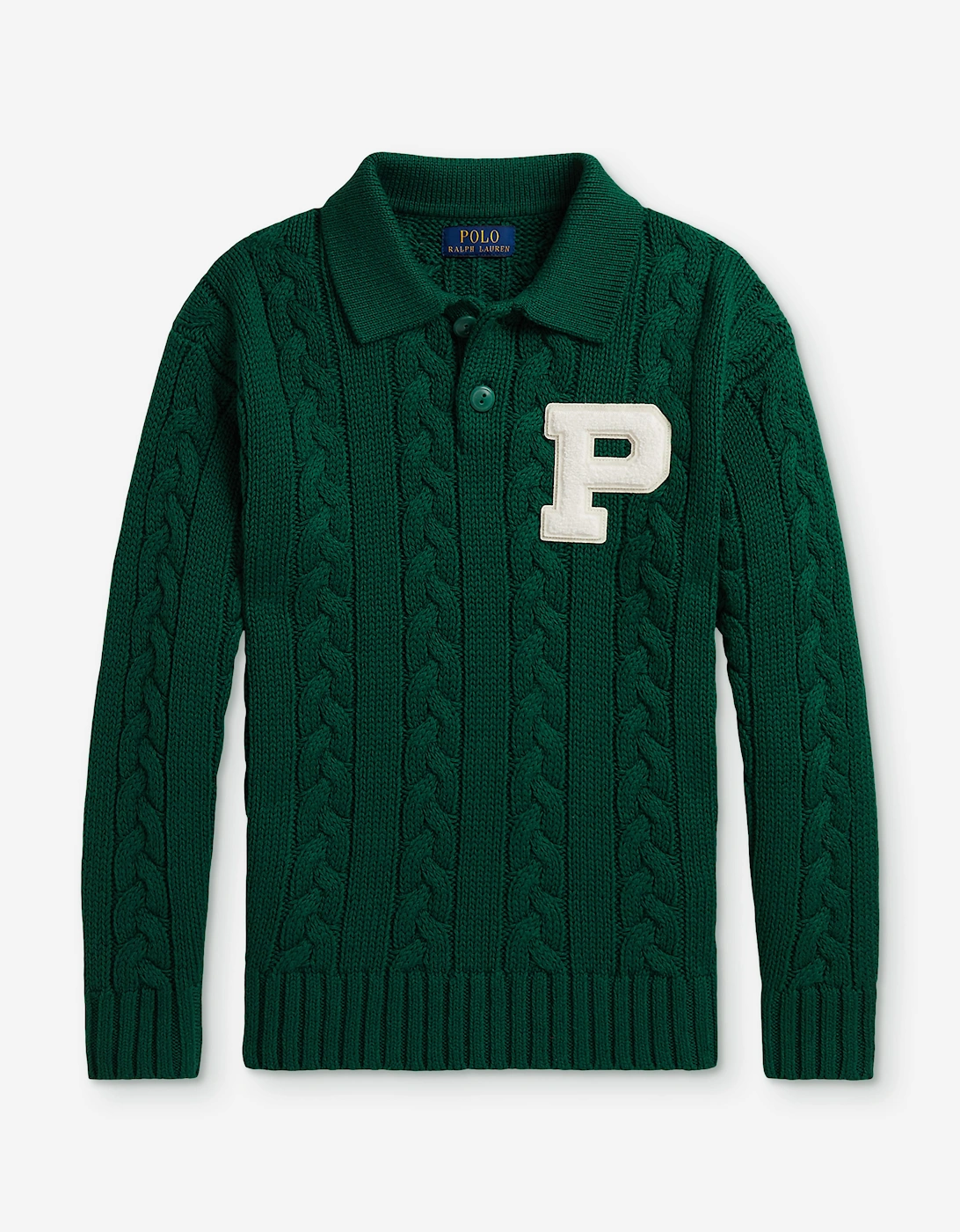 Ralph Lauren Boys Cotton and Wool Logo Pullover in Green