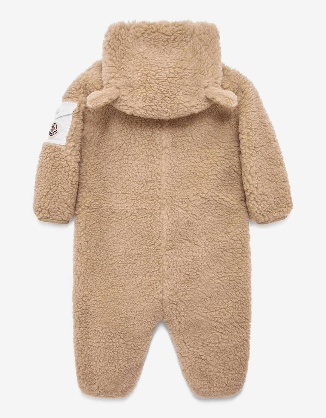 Moncler Enfant Baby Teddy Fleece Romper with Ears in Beige