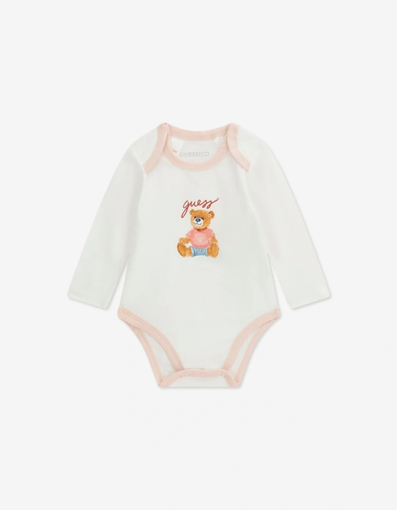 Guess Baby Girls Teddy Bear Bodysuit Gift Set in Pink