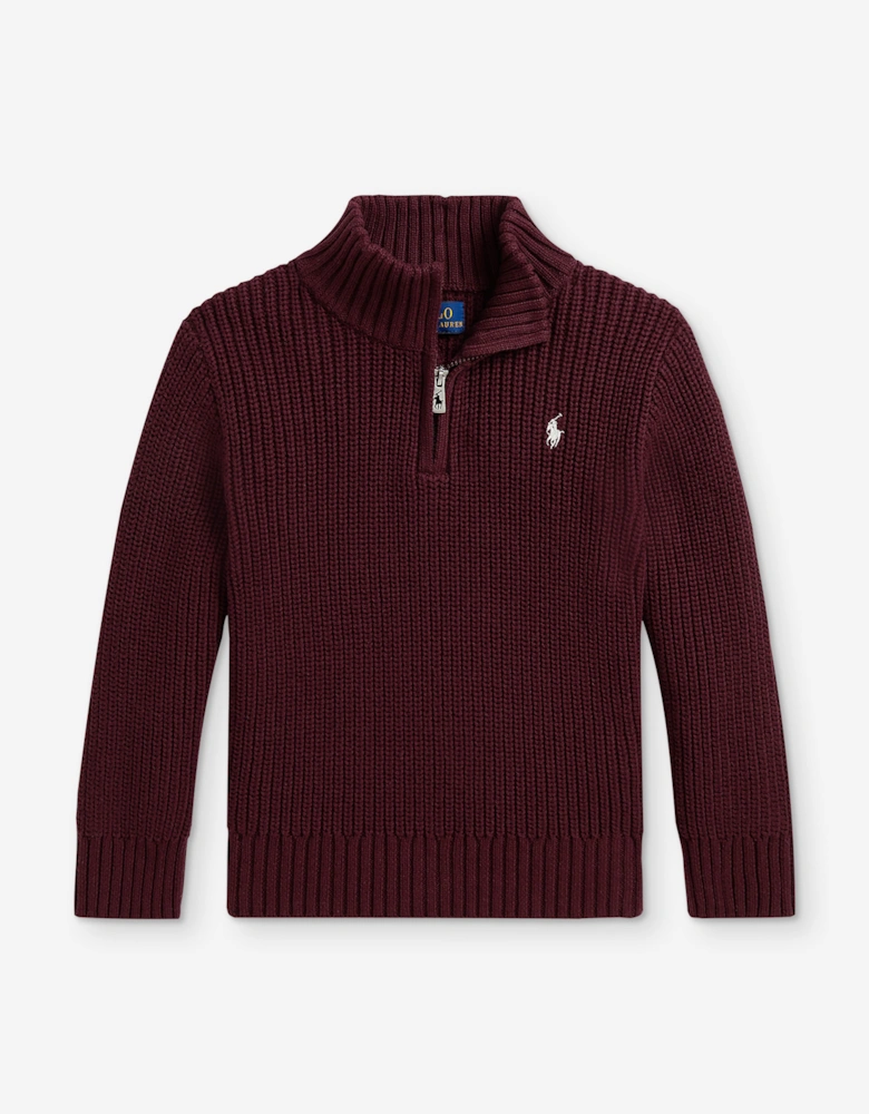 Ralph Lauren Boys Half Zip Jumper in Red