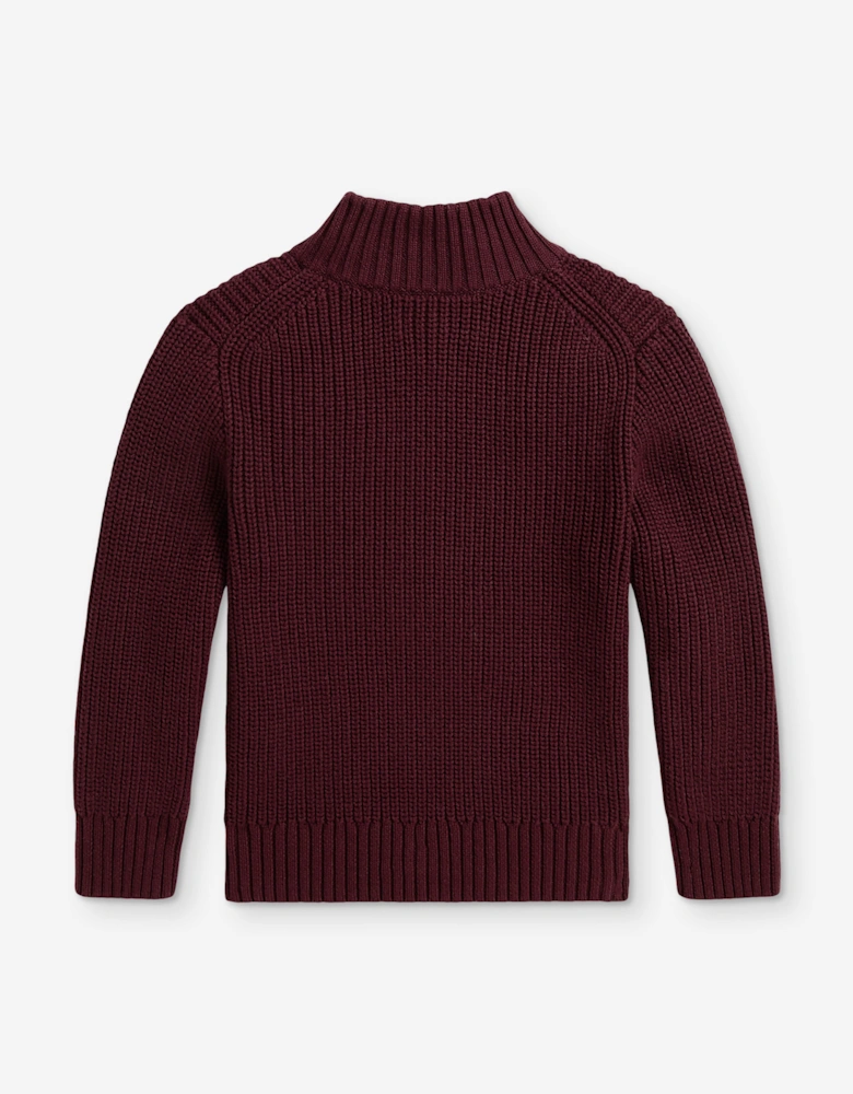 Ralph Lauren Boys Half Zip Jumper in Red
