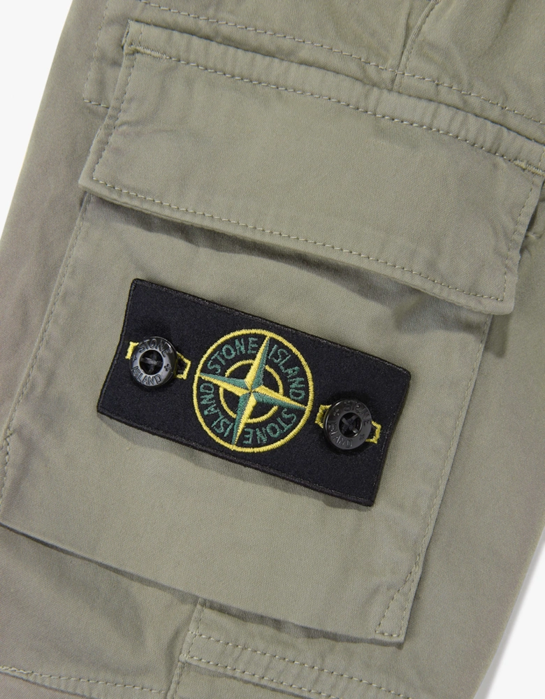 Stone Island Boys Organic Cotton Stretch Cargo Trousers in Green