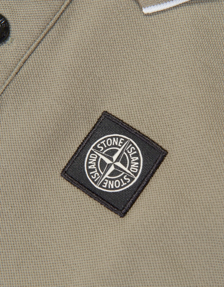 Stone Island Boys Organic Cotton Long Sleeve Polo Shirt in Green