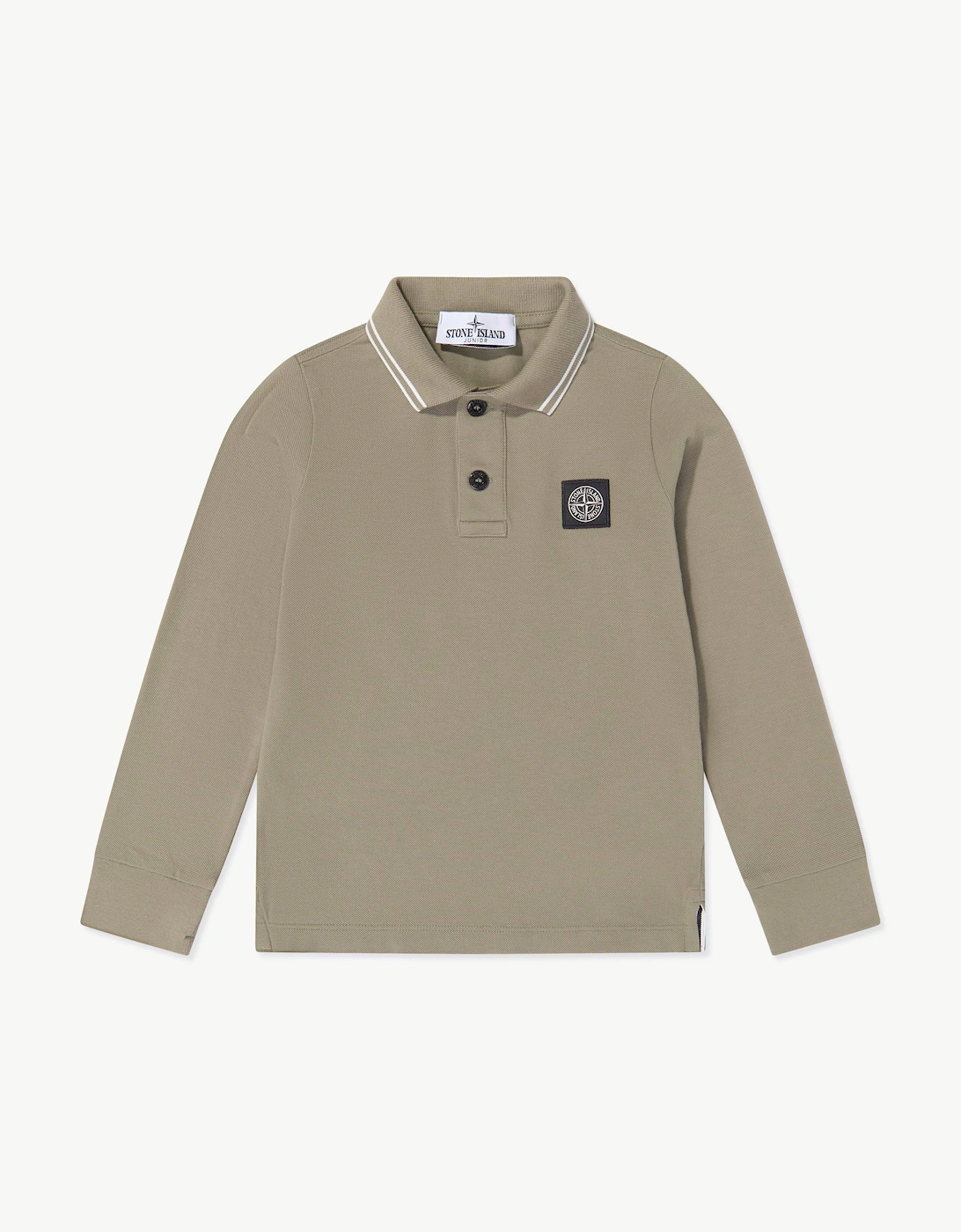 Stone Island Boy's Stone Island Boys Organic Cotton Long Sleeve Polo Shirt in Green