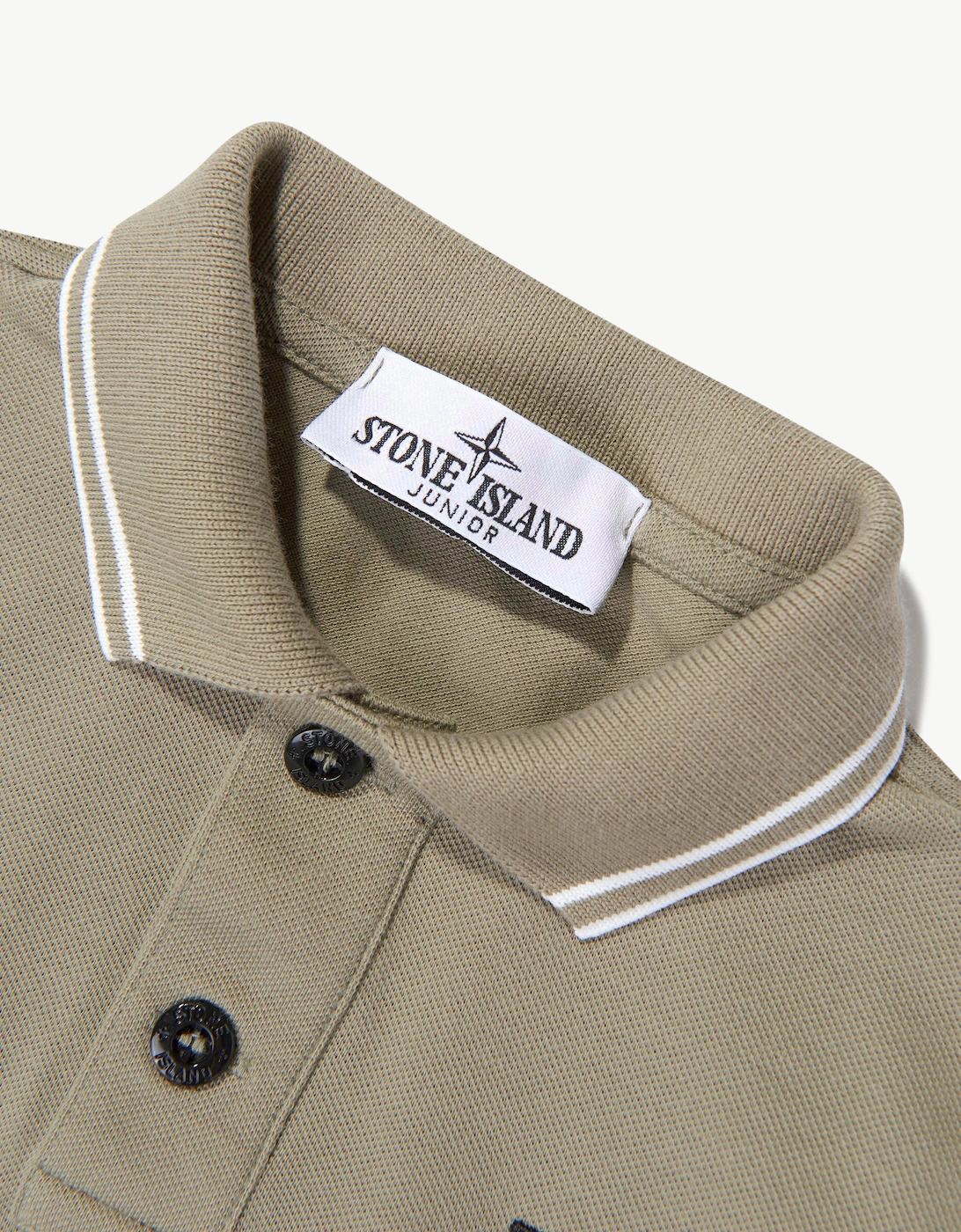 Stone Island Boys Organic Cotton Long Sleeve Polo Shirt in Green
