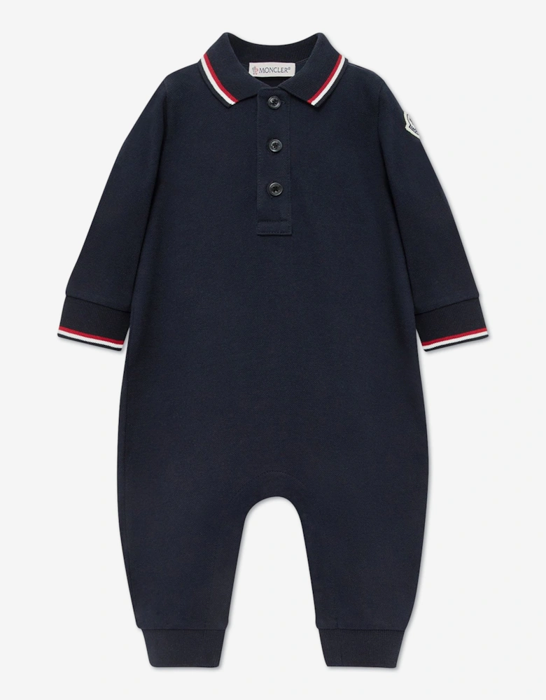 Moncler Enfant Baby Boys Piqué Polo Romper in Navy