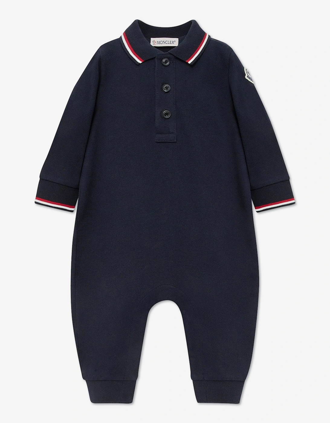 Moncler Enfant Baby Boys Piqué Polo Romper in Navy