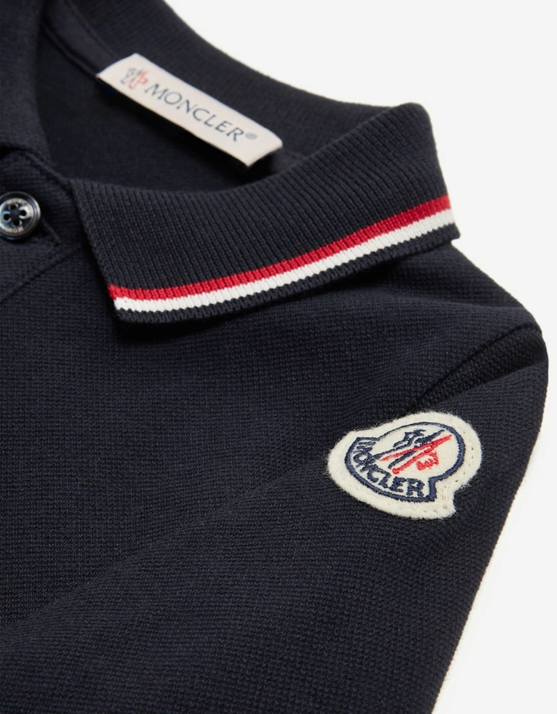 Moncler Enfant Baby Boys Piqué Polo Romper in Navy