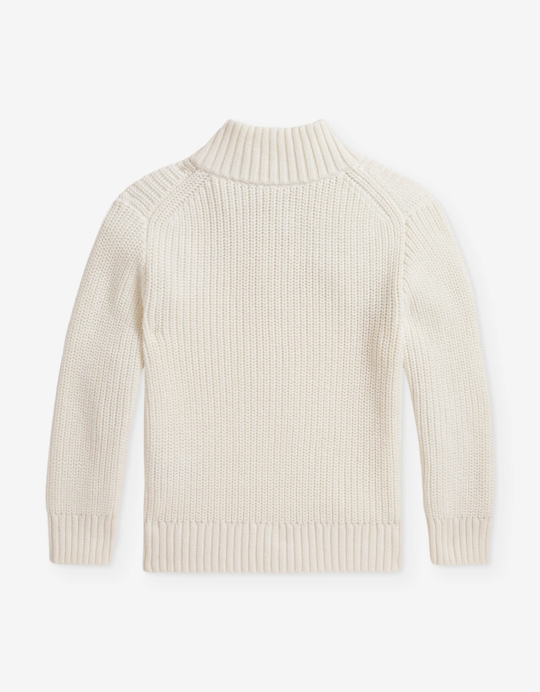 Ralph Lauren Boys Half Zip Jumper in Ivory