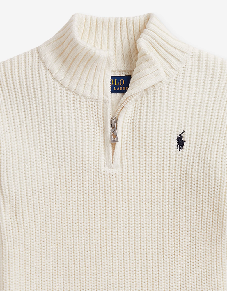 Ralph Lauren Boys Half Zip Jumper in Ivory
