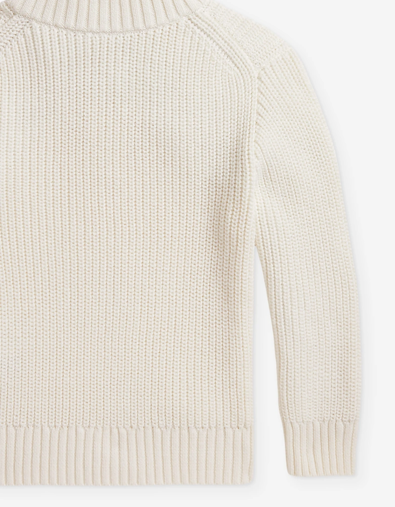Ralph Lauren Boys Half Zip Jumper in Ivory