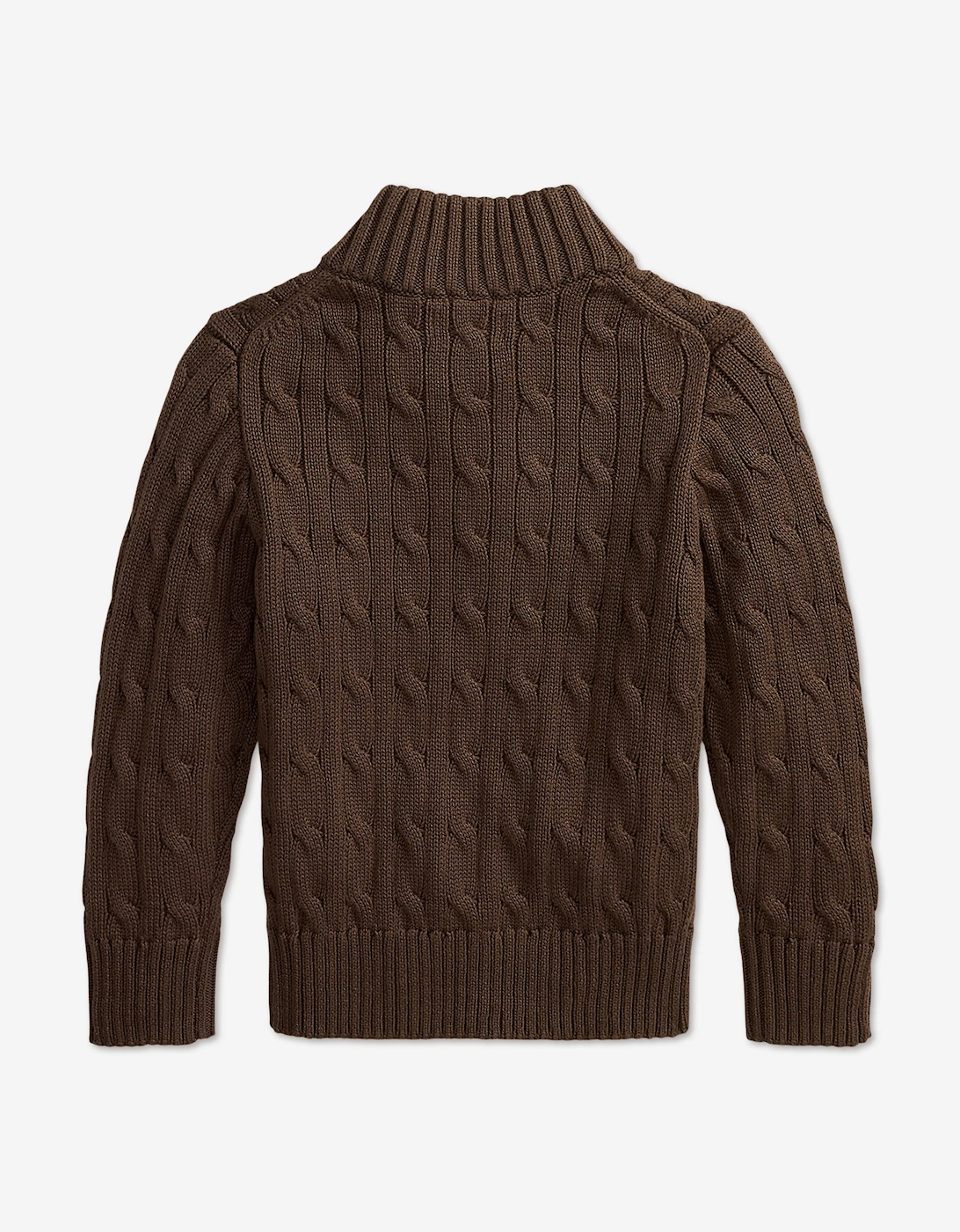 Ralph Lauren Boys Cable Knit Half Zip Jumper in Brown