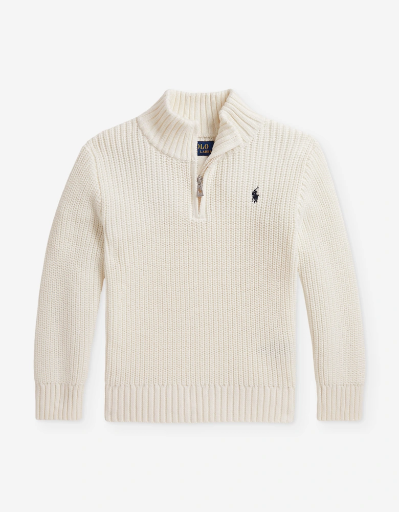 Ralph Lauren Boys Half Zip Jumper in Ivory