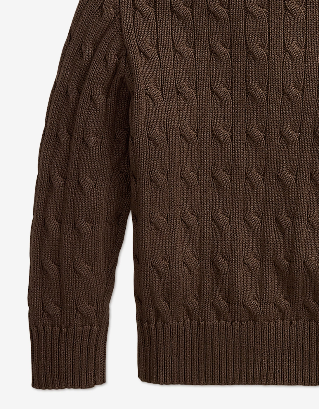 Ralph Lauren Boys Cable Knit Half Zip Jumper in Brown
