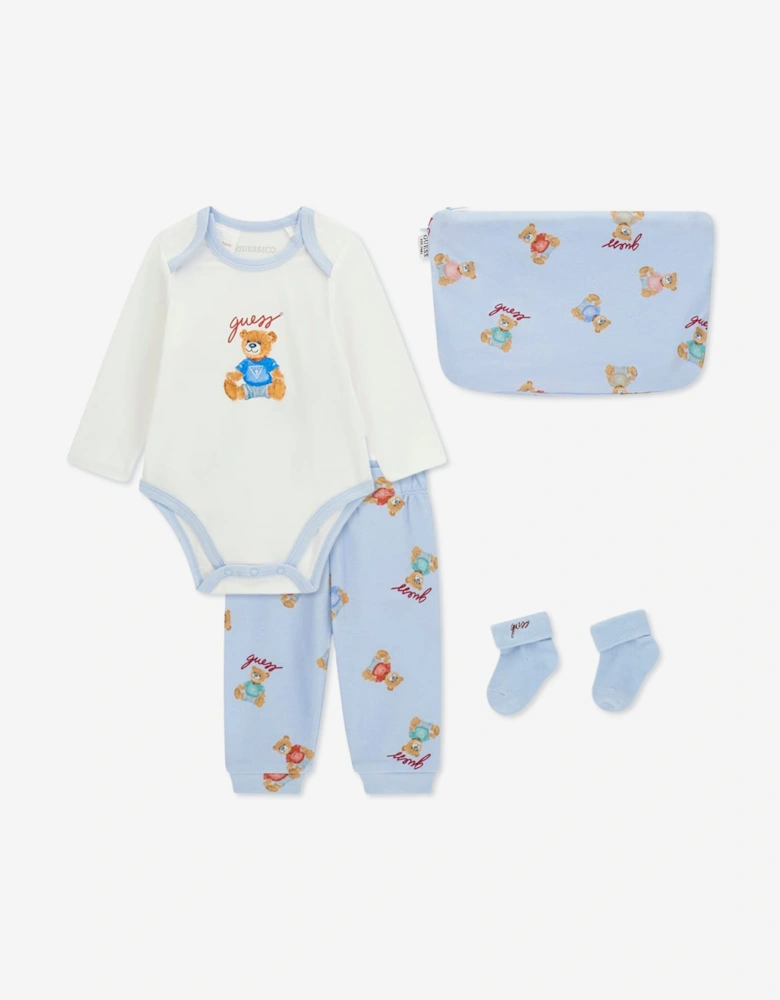 Guess Baby Boys Teddy Bear Bodysuit Set Gift in Blue