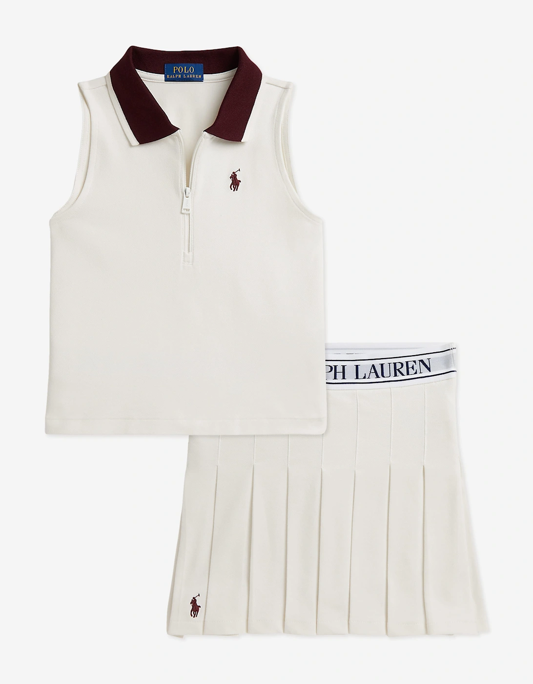 Ralph Lauren Girls Cotton Skirt Set in Ivory