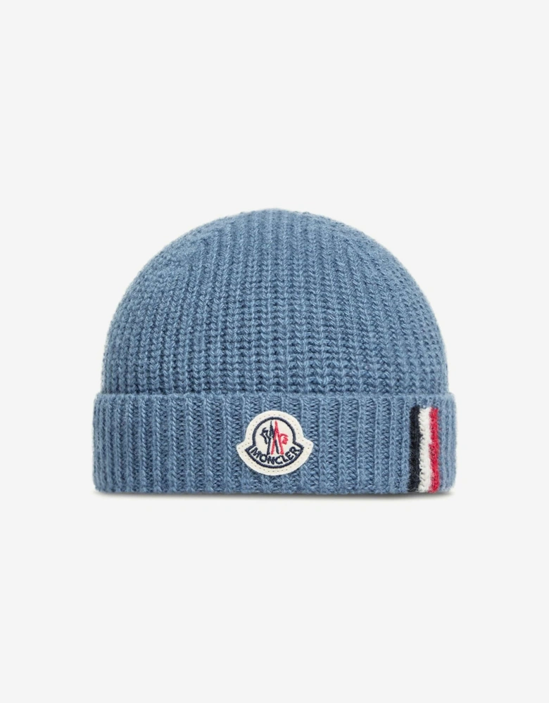 Moncler Enfant Baby Boys Wool Logo Beanie Hat in Blue