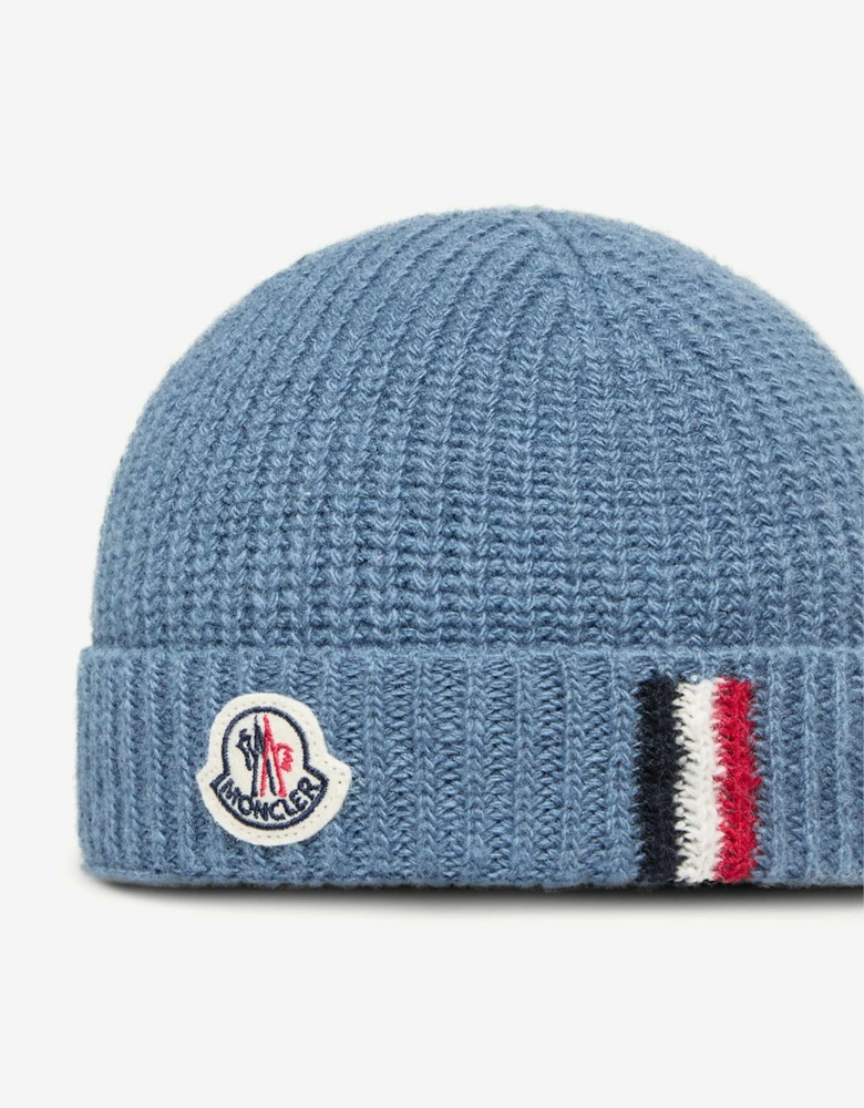 Moncler Enfant Baby Boys Wool Logo Beanie Hat in Blue