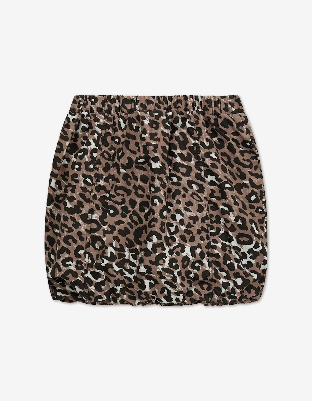 Guess Girls Leopard Poplin Balloon Mini Skirt in Brown