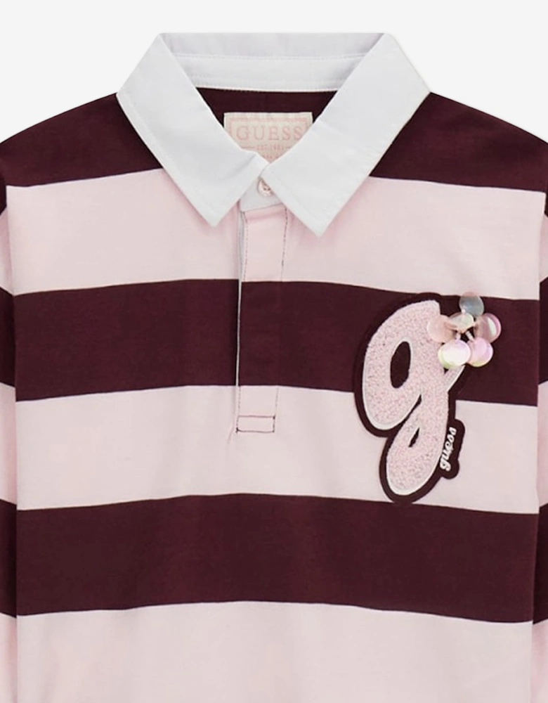 Guess Girls Midi Knit Polo Shirt in Red