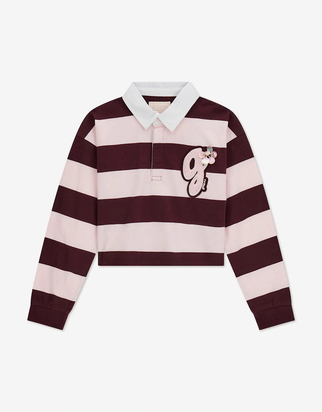 Guess Girls Midi Knit Polo Shirt in Red