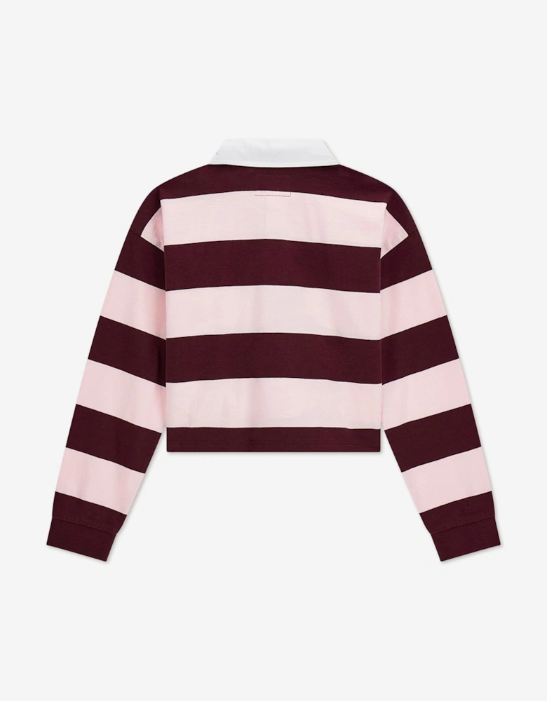 Guess Girls Midi Knit Polo Shirt in Red