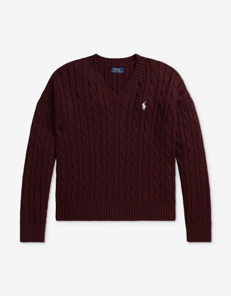 Ralph Lauren Girls Cable Knit Jumper in Red