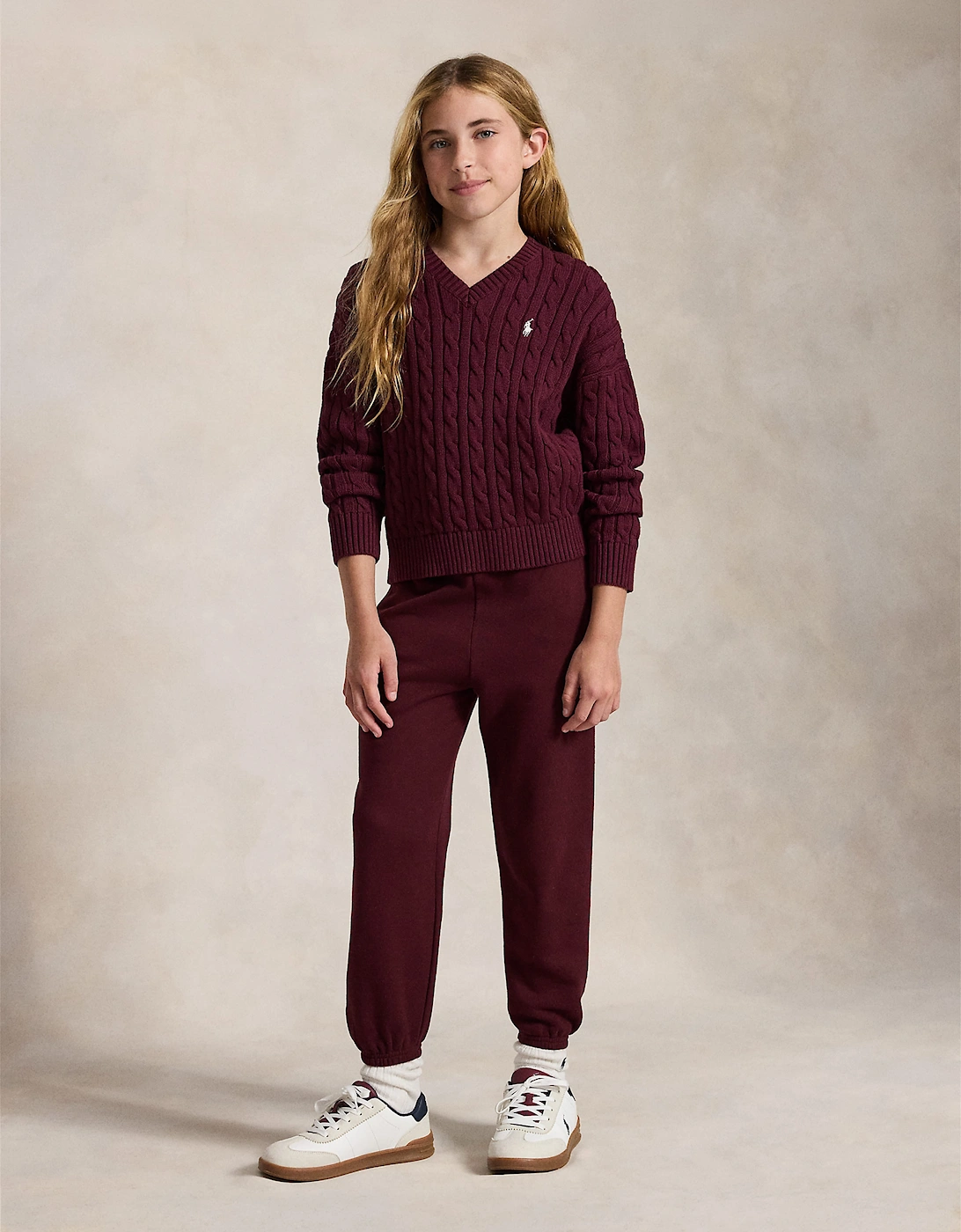 Ralph Lauren Girls Cable Knit Jumper in Red