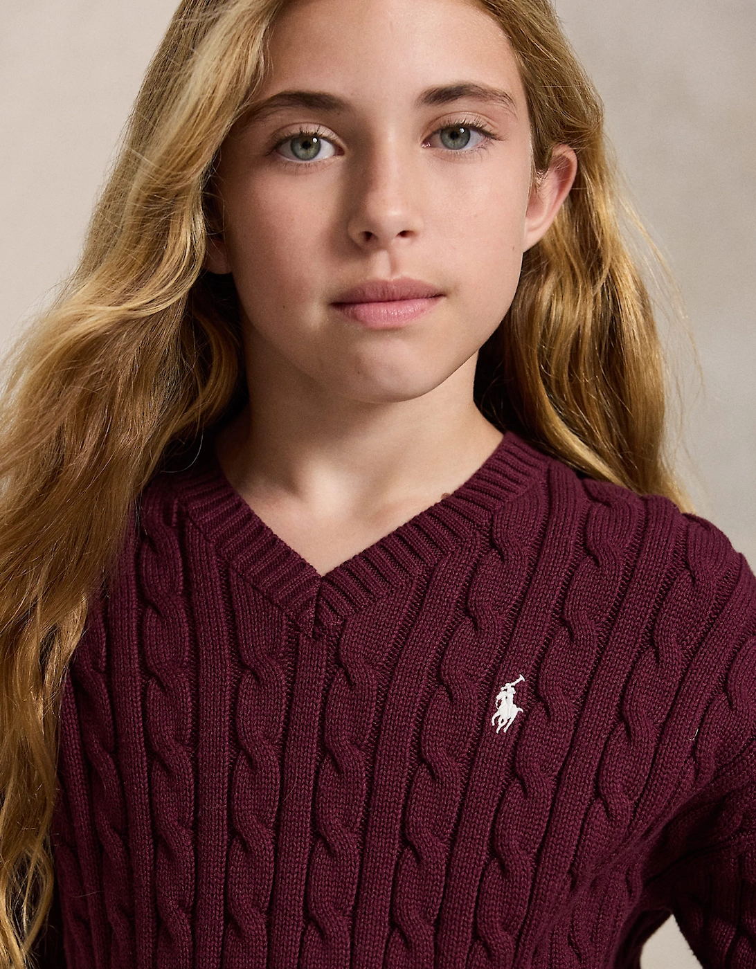 Ralph Lauren Girls Cable Knit Jumper in Red